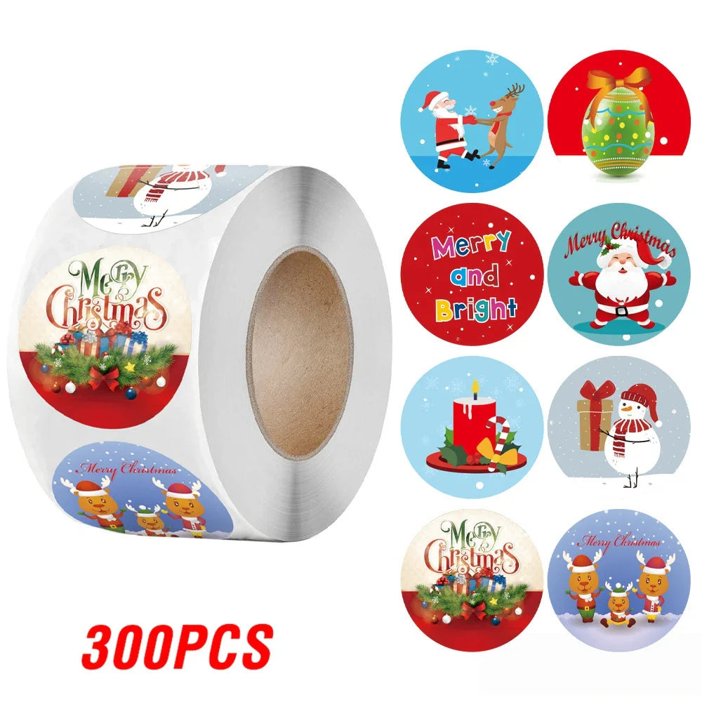 100-500pcs Merry Christmas Gift Box Decoration Seal Sticker Home Party Supplies Envelope Label Scrapbook Stickers (ONLINE ORDER ONLY)