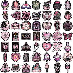 10/30/50pcs Cool Cartoon Black and Pink Gothic Stickers Aesthetic Decals DIY Laptop Notebook Phone Car Fridge Decoration Sticker (Online Order Only)
