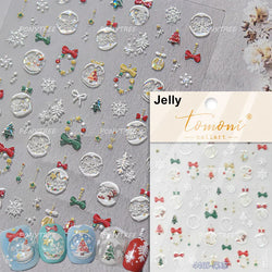 Hot Stamping Christmas Tree Bell Bowknot Cane Snowman Star Adhesive Nail Art Stickers Snowflake Glitter Powder Manicure Decals (ONLINE ORDER ONLY)