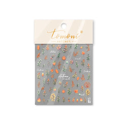 Autumn Fall Maple Leaves Ginkgo Leaf Osmanthus Chrysanthemums Rabbit Bunny Plant Flower Relief Nail Art Sticker Decoration Decal (ONLINE ORDER ONLY)