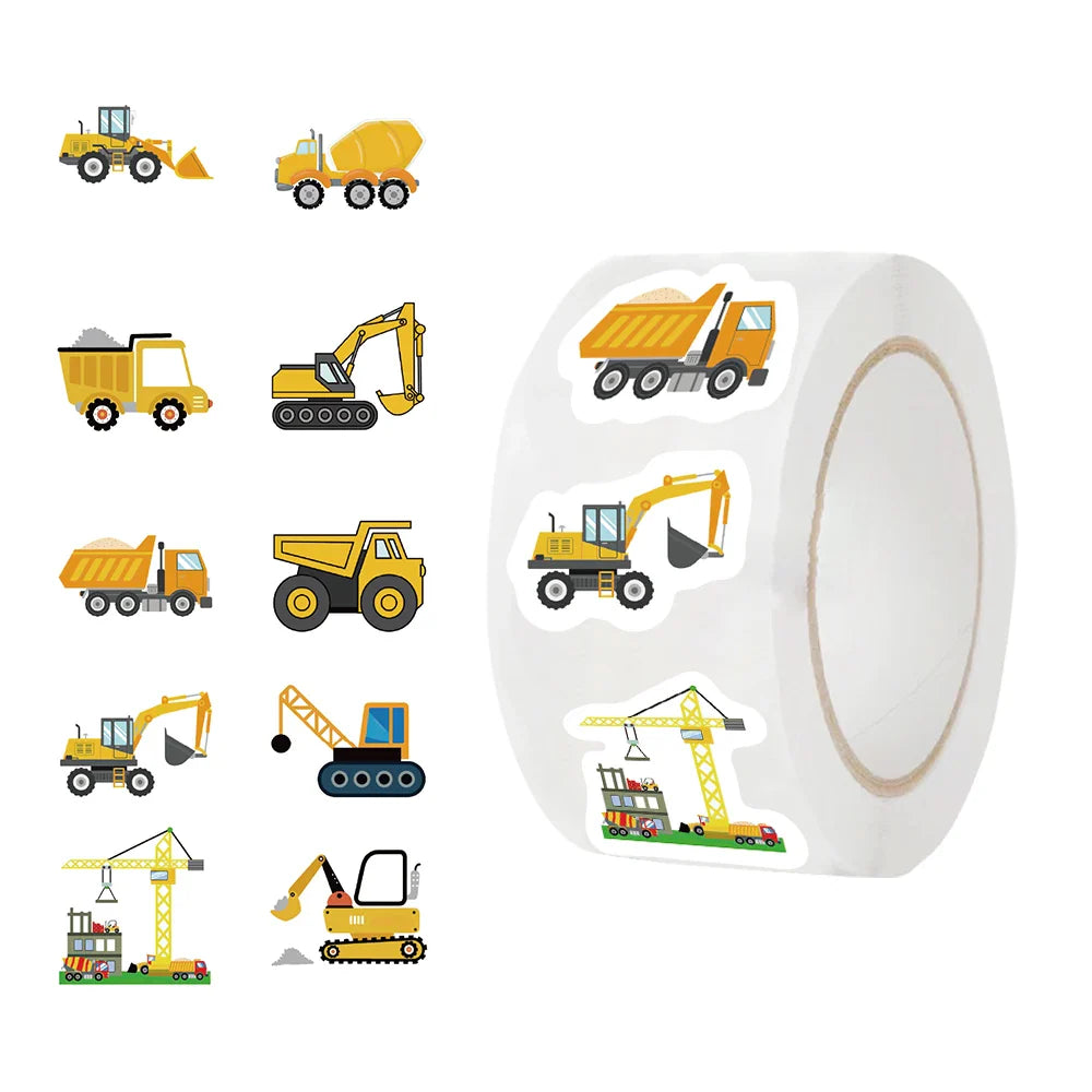500Pcs Construction Vehicle Sticker Roll For Kids Reward Encourage Sticker For Labels Thank You Sticker Kids Toys (ONLINE ORDER ONLY)