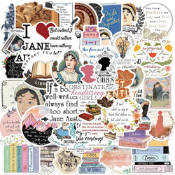 10/50pcs Novelist Jane Austen Stickers Classic Novel Phrase Decals Scrapbooking Diary Travel Luggage Phone Waterproof Sticker (Online Order Only)