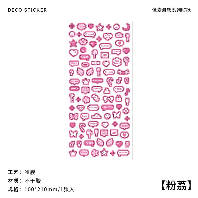 Korea Ins Cute Pixel Dialog Series Decorative Sticker Hand Account Idol Card DIY Material Sticker Personalized Kawaii Stationery (ONLINE ORDER ONLY)