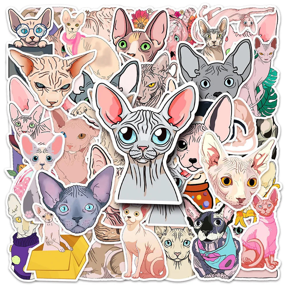 Sphinx Cat Cartoon Stickers 10/30/50PCS for Phone Laptop Luggage Skateboard Decals (Online Order Only)
