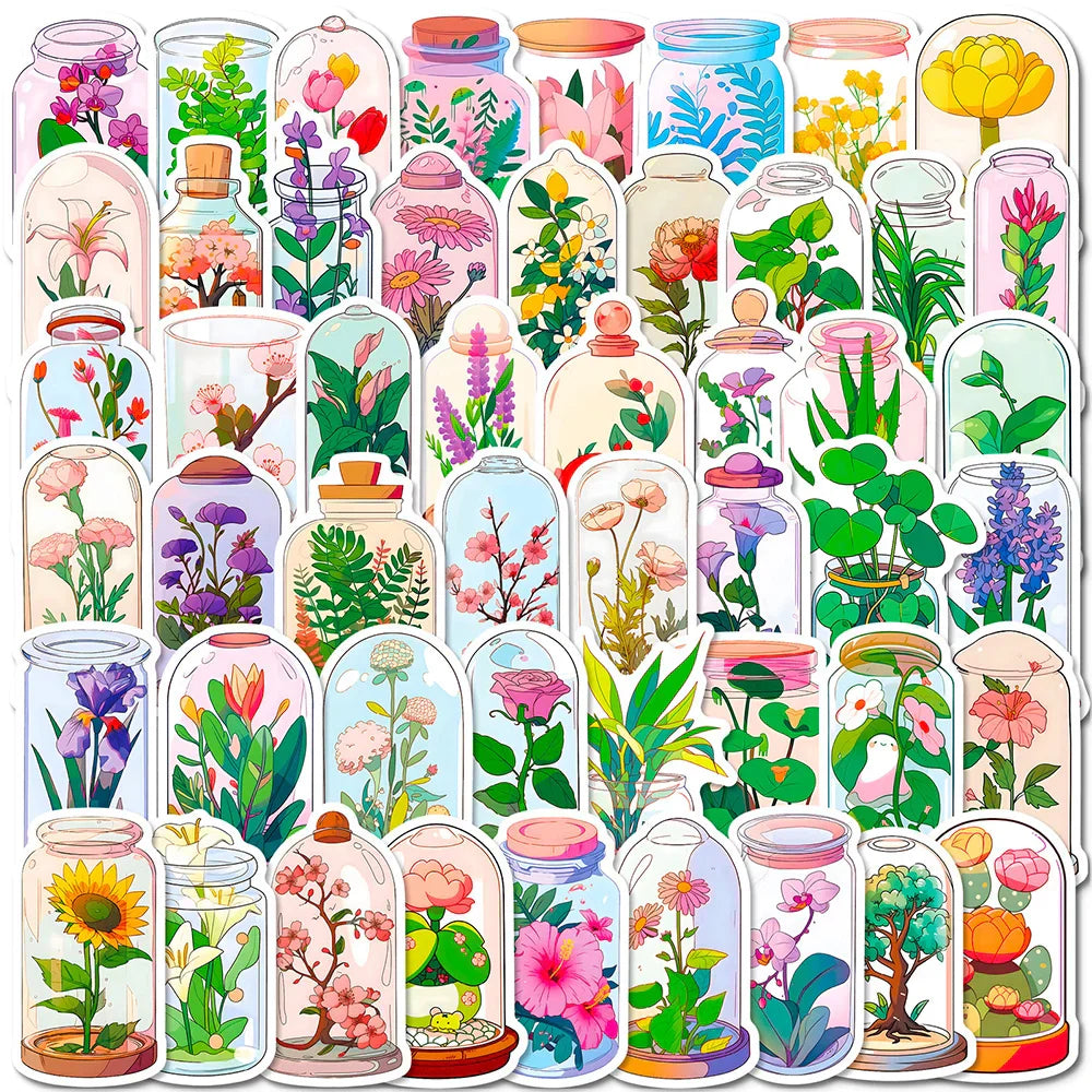 Cute Cartoon Plant Flower Stickers for Laptop, Phone, Suitcase - 10/30/50pcs (Online Order Only)