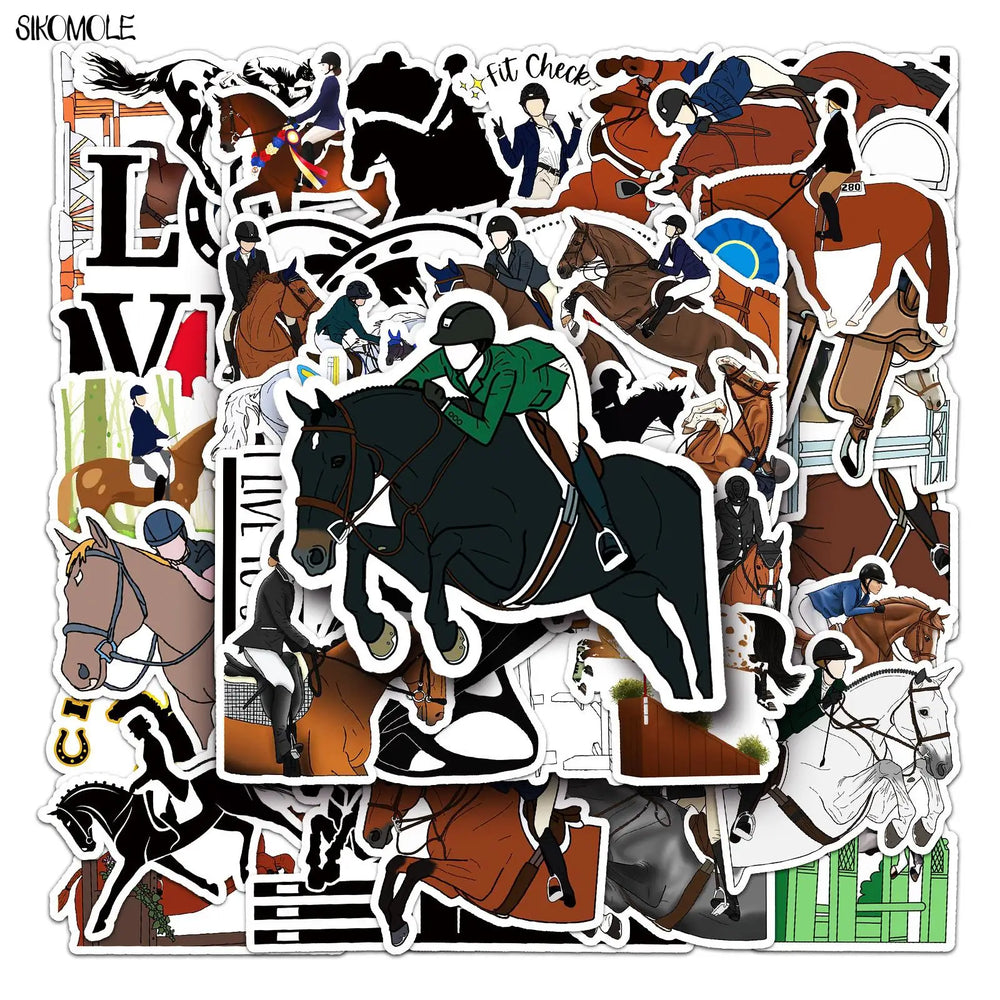 Cartoon Horse Stickers 10/30/50PCS Equestrian Kids DIY Toy Car Skateboard Laptop Phone Decals (Online Order Only)