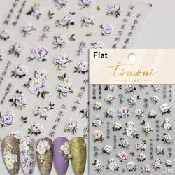 Pale Flower Bouquet Label Bowknot Stationery Sunflower Daisy Leaf 3D Self Adhesive Nail Art Stickers Rhinestone Manicure Decals (Online Order Only)
