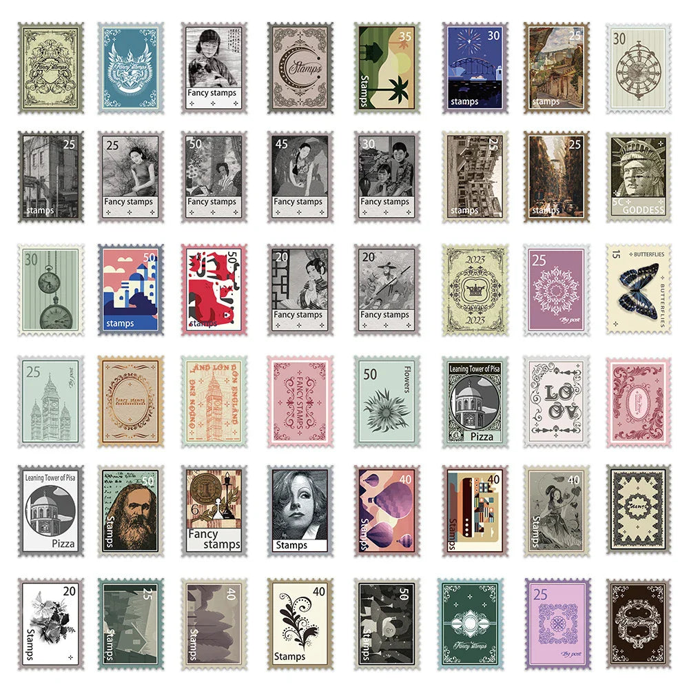 10/30/50/110pcs Cool Retro Stamp Stickers Vintage Decals Skateboard Laptop Motorcycle Phone Car Luggage Waterproof Sticker Toy (ONLINE ORDER ONLY)