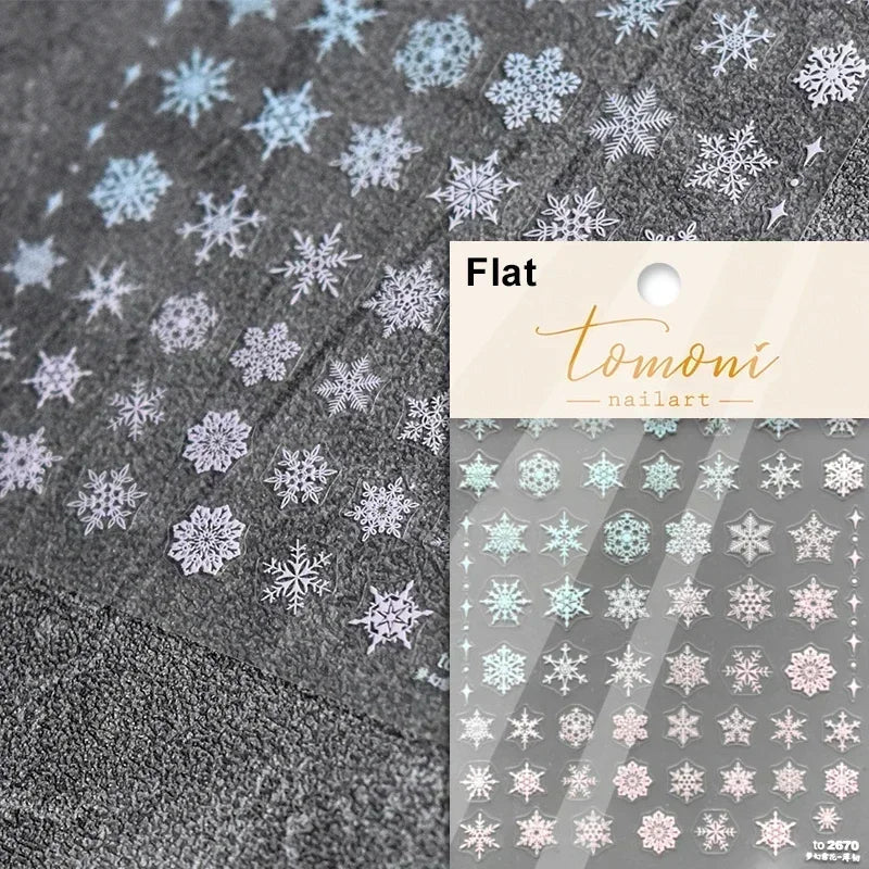 Winter Christmas Crystal Delicate Hexagon Romantic Laser Silver Chic Snowflakes Self Adhesive Nail Art Sticker 5D Manicure Decal (ONLINE ORDER ONLY)