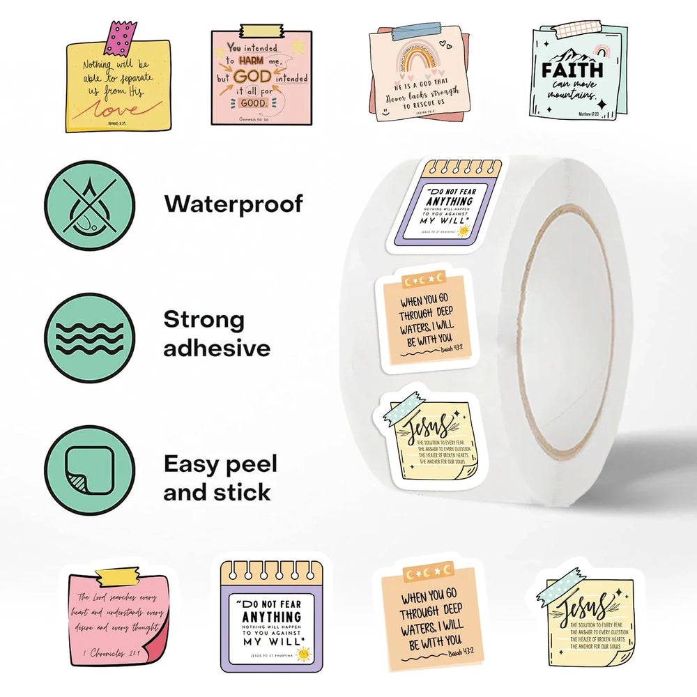 500PCS Bible Reward Stickers Roll with Word Motivational Stickers for School Teacher Kids Student Stationery Kids Stickers (ONLINE ORDER ONLY)
