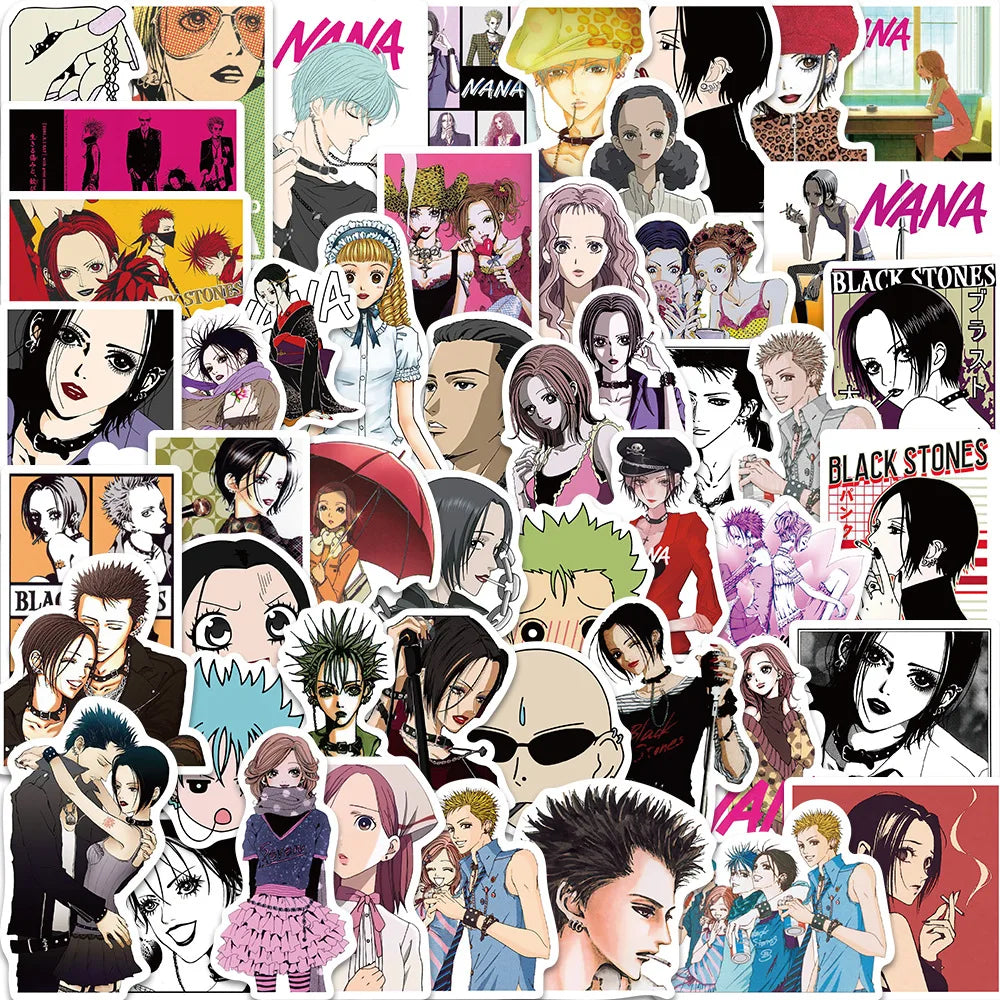 50PCS Anime NANA Stickers Cool Graffiti Decals DIY Decoration for Phone Laptop Stationery PVC Waterproof Sticker Toys Gift (Online Order Only)