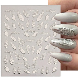 Gold Silver Wing Nail Art Stickers 3D Metal Chain Heart Love Sun Moon Star Gel Polish Adhesive Manicure Slider Decor Accessories (ONLINE ORDER ONLY)