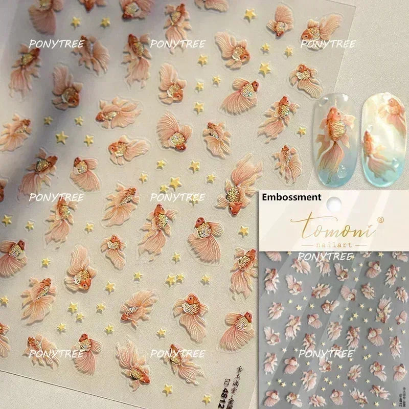 Beach Colourful Conch Dolphin Shell Starfish Jellyfish Star Summer Sea Wave Vacation Mode Water Bubble Nail Art Stickers Decals (Online Order Only)