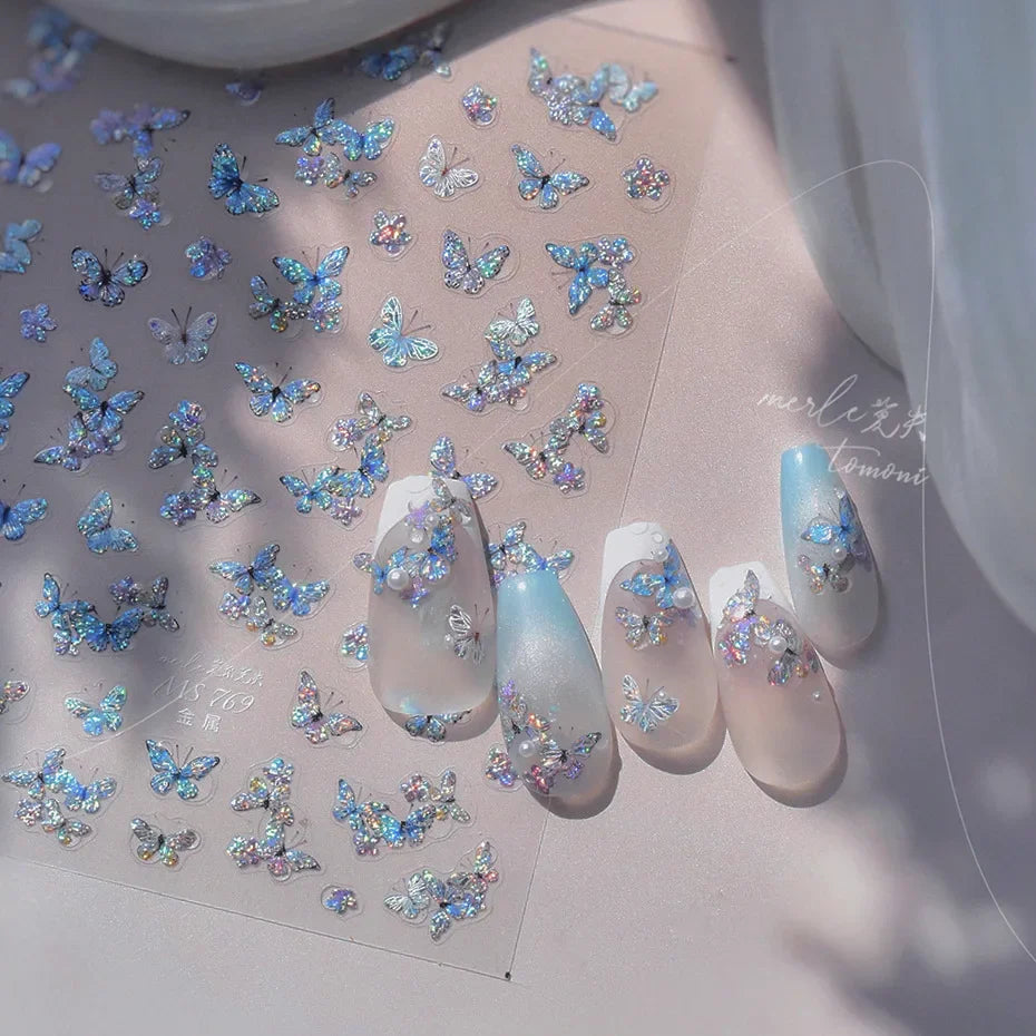 Colourful Butterfly Insect Animals Charming Jelly Special Workmanship 5D Soft Relief Adhesive Nail Art Stickers Manicure Decals (Online Order Only)
