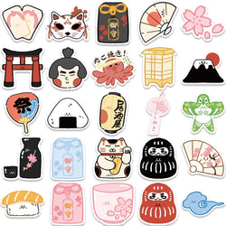 50Pcs Japanese Style Stickers Peace Amulet Carp Streamer Aesthetic Decals Graffiti Stickers Waterproof Skateboard Laptop Kid Toy (ONLINE ORDER ONLY)