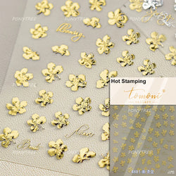 Hot Stamping Laser Silver Pink White Flower Rhinestone Pearl Irregular Petal Adhesive Nail Art Decoration Sticker Manicure Decal (ONLINE ORDER ONLY)
