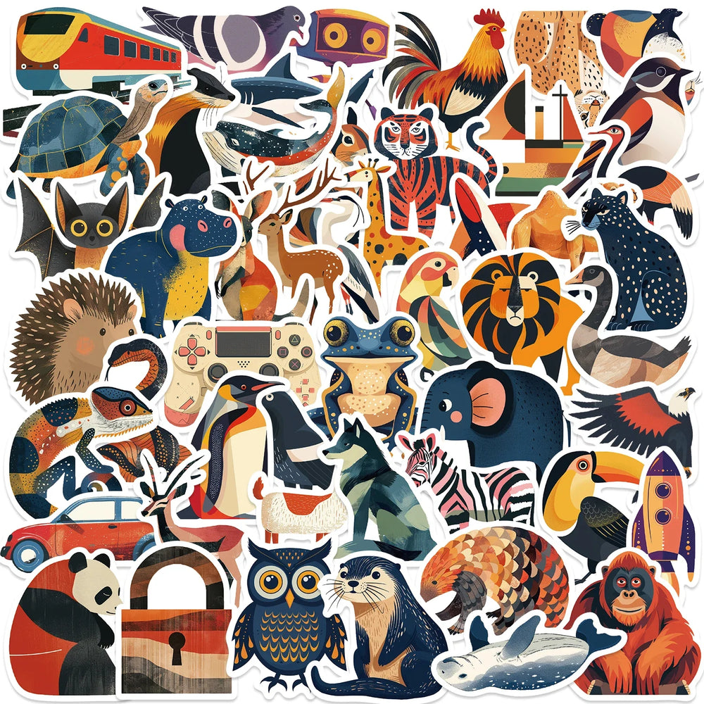 50PCS Funny Cartoon Animals Graffiti Stickers DIY Bike Travel Luggage Guitar Laptop Waterproof Cool Decal Sticker Gift (Online Order Only)