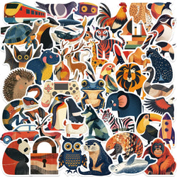 50PCS Funny Cartoon Animals Graffiti Stickers DIY Bike Travel Luggage Guitar Laptop Waterproof Cool Decal Sticker Gift (Online Order Only)