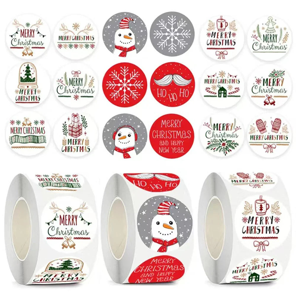 100-500pcs Merry Christmas Stickers 1Inch Santa Merry Tree Festival Sticker For Gift Package Seal Labels Wedding Decoration (ONLINE ORDER ONLY)