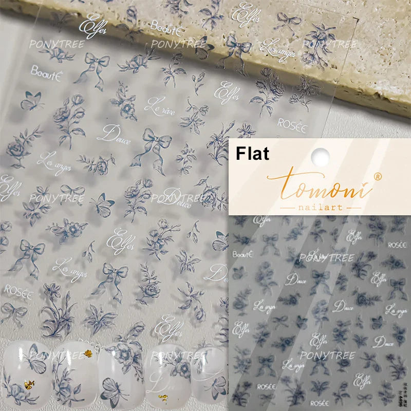 Hot Stamping Purple Line Love Heart Lace Bowknot Chain Branches Star Flower Leaf Butterfly Plant Flower Nail Art Stickers Decals (Online Order Only)