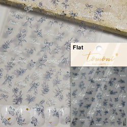 Vigorous Pink Orchid Cymbidium Antique Fragrant Thoroughwort Grass Butterfly Adhesive Nail Art Sticker Plant 3D Manicure Decals (ONLINE ORDER ONLY)