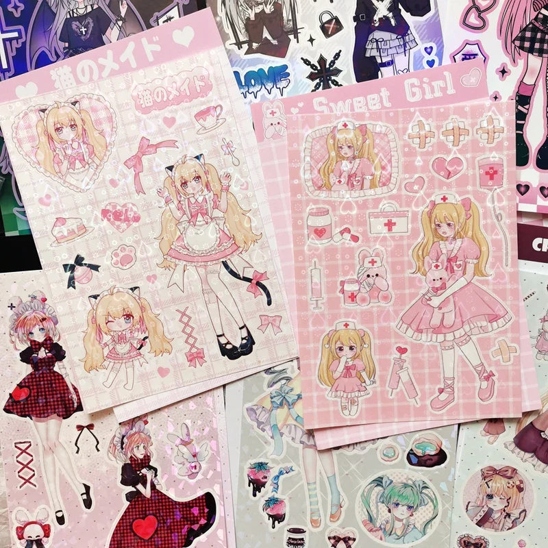 Ins Cute Angel Princess Baseball Girl Sticker Scrapbooking DIY Album Decoration Sticker Aesthetic Personalized Kawaii Stationery (ONLINE ORDER ONLY)