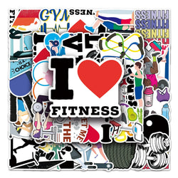 50Pcs Fitness Cartoon Waterproof Vinyl Stickers for Skateboard Snowboard (Online Order Only)