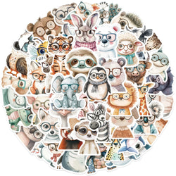 50pcs Cute Little Animal Stickers With Glasses Notebook Guitar Skateboard DIY Sticker For Pack Waterproof Laptop Skin Phone Case (ONLINE ORDER ONLY)