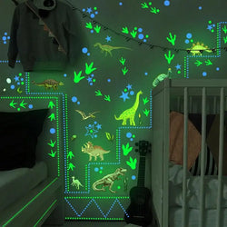 Green Light Luminous Dinosaur Wall Stickers Home Bedroom Kids Room Decoration Animal Fluorescent Decals Glow In The Dark Sticker (Online Order Only)