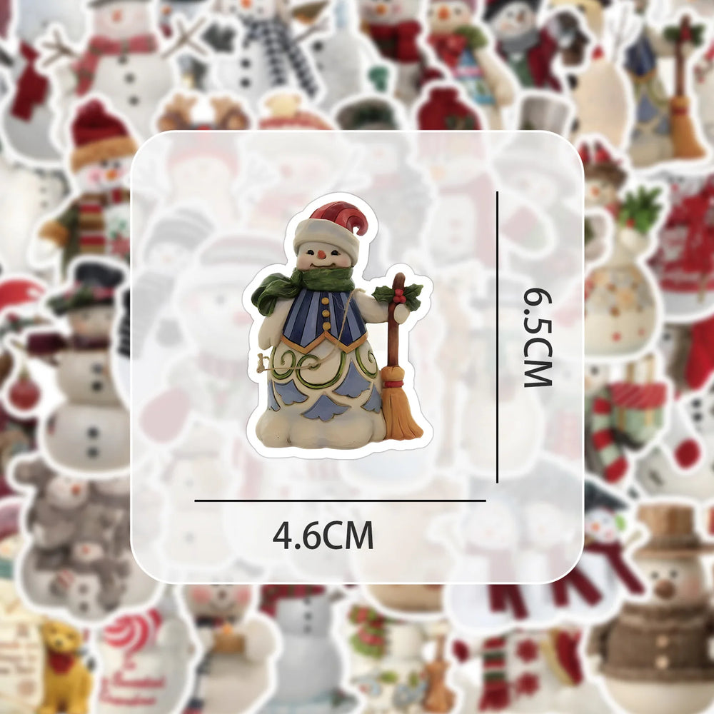 10/30/50PCS Cute Snowman Stickers Christmas Decoration Gift DIY Notebook Laptop Phone Bike Fridge Waterproof Cartoon Decals Toys (Online Order Only)