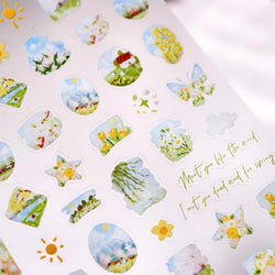 Painting Sketch Tulip Daisy Willows Scenery Daisy Colorful Flowers Sun Star Butterfly Wicker 3D Nail Art Stickers Manicure Decal (ONLINE ORDER ONLY)