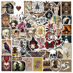 50PCS Cartoon Gothic Skeleton Animal Stickers Skateboard Guitar Computer Refrigerator Desk Graffiti Creative Sticker (ONLINE ORDER ONLY)