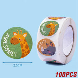 100-500pcs Reward Stickers Motivational Stickers For Kids For School Reward Students Teachers Cute Animals Stickers Labels (ONLINE ORDER ONLY)