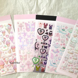 Cute Star Moon Rose Series Laser Stickers Hand Account Idol Card DIY Material Decorative Sticker Personalized Korean Stationery (ONLINE ORDER ONLY)