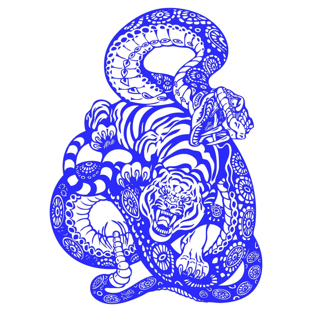 Anime Detachment Car Stickers Tiger And Snake Body Big Picture Decoration Movement Style Die Cutting Waterproof PVC Vinyl Decals (ONLINE ORDER ONLY)