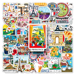 10/50PCS Cute France Paris Travel Landscape Stickers Landmark Eiffel Tower Decals DIY Luggage Skateboard Car Bike Cool Sticker (Online Order Only)