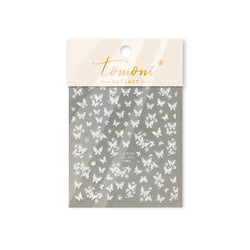Shiny Butterfly White Pink Purple Romantic Animals Retro Photo Frame Chic Delicate Adhesive Nail Art Stickers 5D Manicure Decals (ONLINE ORDER ONLY)