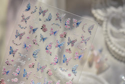 Oil Painting Style Rose Flowers Butterfly Wreath Floral Garland 5D Soft Relief Adhesive Nail Art Sticker Cute 3D Manicure Decals (ONLINE ORDER ONLY)
