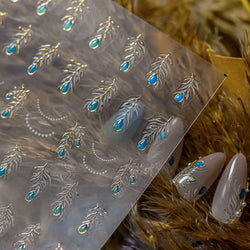 Charming Blue Sparrow Feather Rhinestone Wings Peacock Sparrow Dreamy Jelly Stars Self Adhesive Nail Art Stickers Manicure Decal (ONLINE ORDER ONLY)