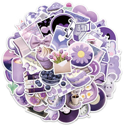 50pcs Ins Style Purple Daily Life Aesthetic Art Stickers For Laptop Phone Guitar Luggage Bike Car Waterproof Vinyl Decals (ONLINE ORDER ONLY)