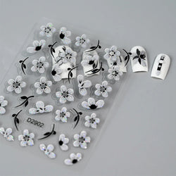 10pcs/Set Sparkling Silvery Floral Nail Art Stickers Self-Adhesive Glittery 5D Hibiscus & Cherry Blossom Decals for Manicure DIY (Online Order Only)