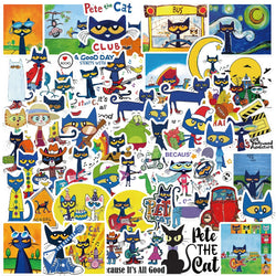50PCS Kawaii Cute Pete The Cat Sticker Funny Cartoon Stickers For Decorative Scrapbook DIY Child Phone Stationery Supply for Kid (ONLINE ORDER ONLY)