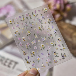Flower Garden Purple Yellow Pink Daisy Butterfly Delicate 5D Soft Relief Adhesive Nail Art Decoration Sticker 3D Manicure Decals (ONLINE ORDER ONLY)