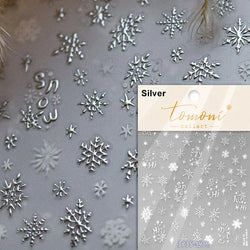 Dressy Embossment Colorful Gradient Snowflakes Laser Silver Christmas Tree Winter Bowknot Santa Nail Art Stickers Manicure Decal (Online Order Only)