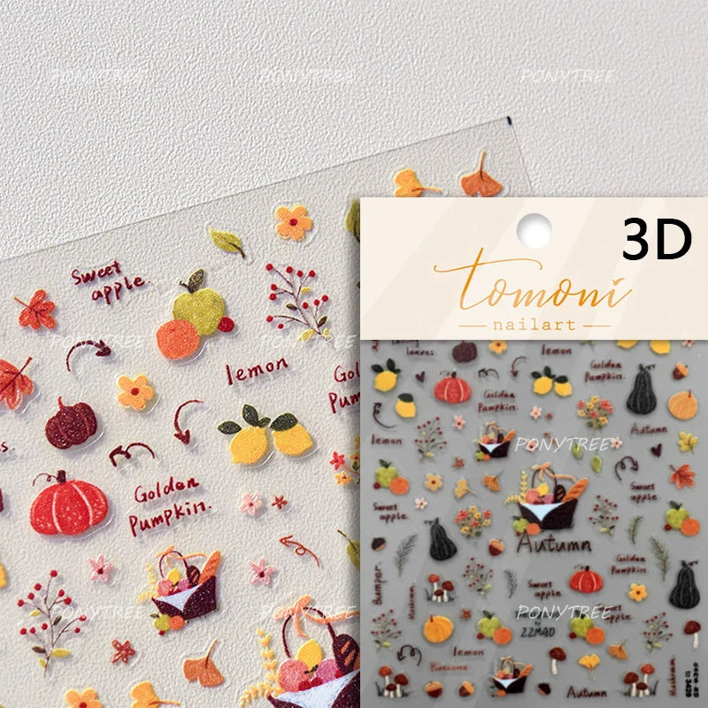 Toast Butter Brioche Bread Dim Sum Cookie Cherry Pudding Food Fork Doughnut Relief Adhesive Nail Art Stickers Manicure Decals (ONLINE ORDER ONLY)