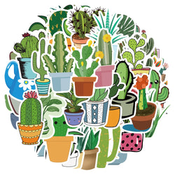 Cartoon Plants Green Stickers for Suitcase, Skateboard, Laptop, Luggage, Phone - 10/30/45Pcs (ONLINE ORDER ONLY)