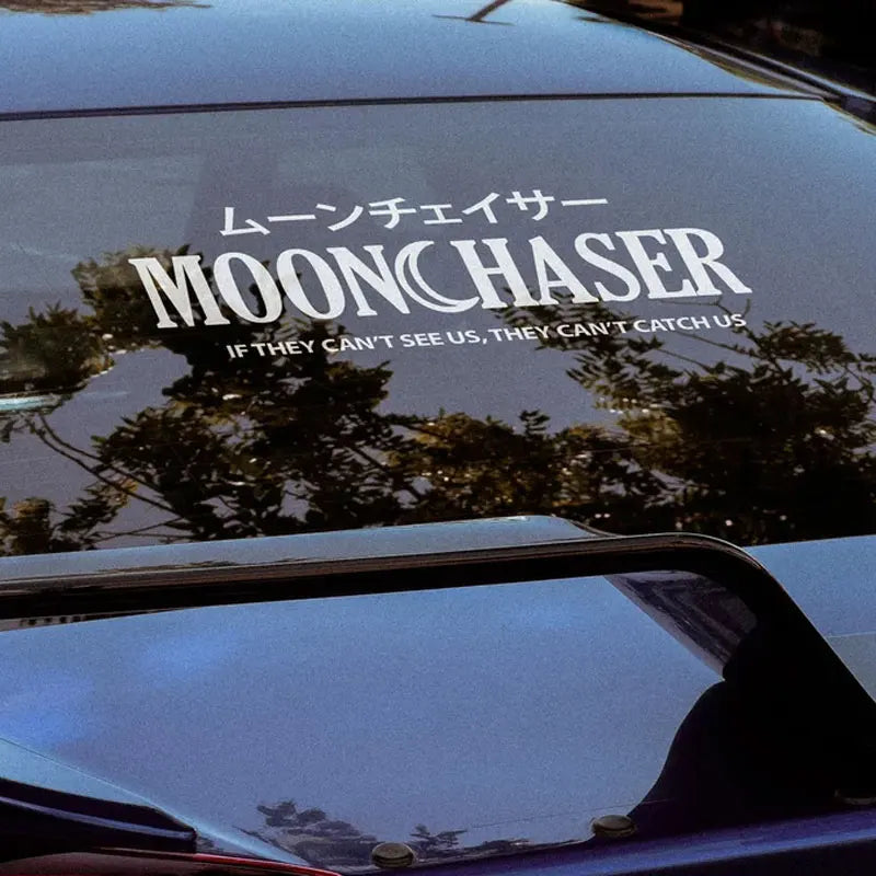 JDM MoonChaser Car Sticker Windshield Banner Night Run Sport Competition Style Waterproof Sunscreen Decorative Vinyl Decals (ONLINE ORDER ONLY)
