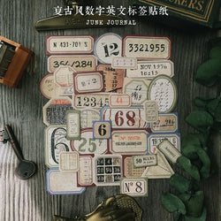 31Pcs Tim Holtz Style Number Junk Journal Label Vintage Stickers Retro DIY Album Planner Scrapbooking Material Craft Stickers (ONLINE ORDER ONLY)