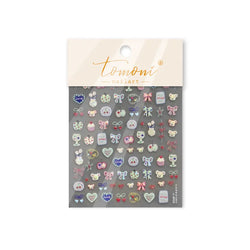 Cute Lucky Bear Apple Core Star Bowknot Flower Delicious Cookies Cherry Cake Dessert Milk Vase Adhesive Nail Art Stickers Decals (ONLINE ORDER ONLY)