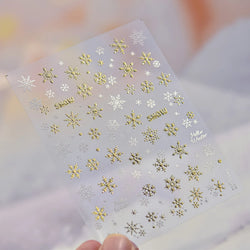 Shiny Pink Silver Hot Stamping Snow Adhesive Nail Art Sticker Snowflake Rhinestone Manicure Decal Nail Supplies for Professional (Online Order Only)